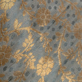 Floral Silk Brocade - Blue Grey/Gold
