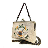 Vintage Bee Cross-Stitch Bag - Beige