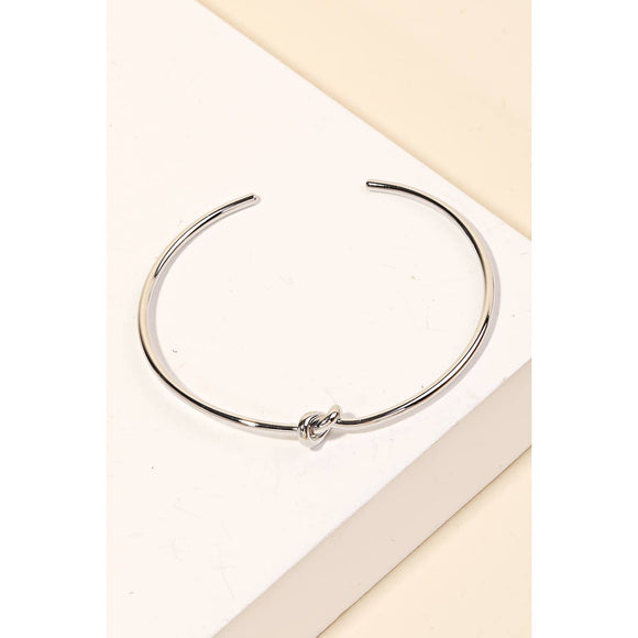 Metallic Knot Cuff Bracelet - Silver