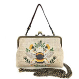 Vintage Bee Cross-Stitch Bag - Beige