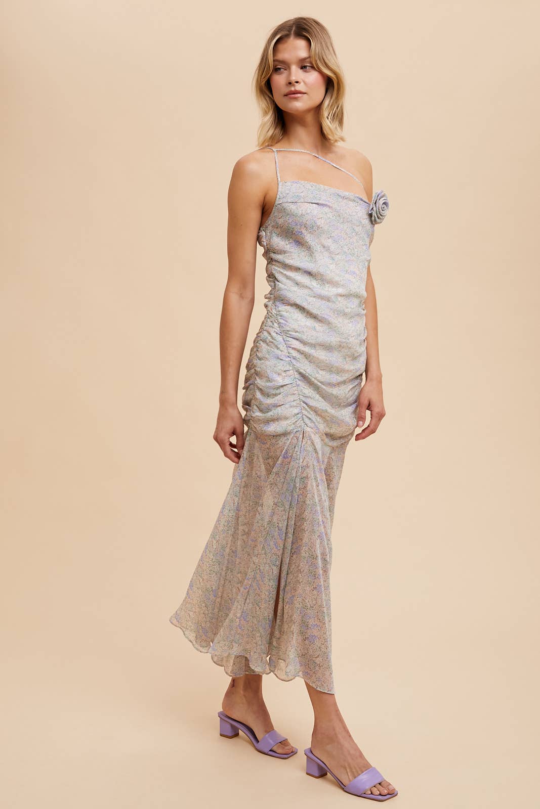 knee length dresses for ladies Blue Metallic Halter Maxi Dress main image 0