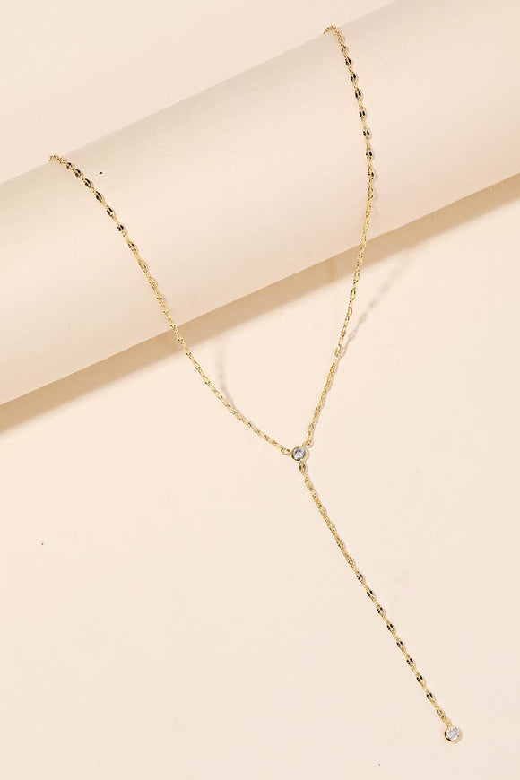 Dainty Chain Link Y Necklace - Gold