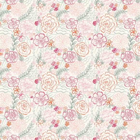 Blooming Hearts: Soft Sketch Blooms-Cream