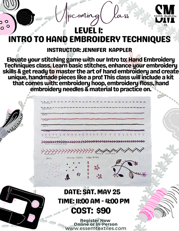 Level 1: Intro to Hand Embroidery Techniques
