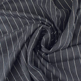 Rayon Linen Stripe: Deep Navy/White