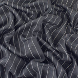 Rayon Linen Stripe: Deep Navy/White