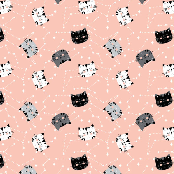 Kitten Constellations Flannel - Blush