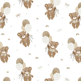Teddy Bear's Adventures Flannel: White