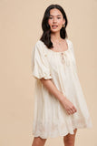 Sasha Embroidered Puff Sleeve Dress