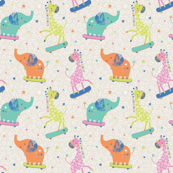 Party Animals Flannel - Cream