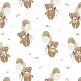 Teddy Bear's Adventures Flannel: White