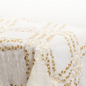 Thread & Sequin Embroidered Georgette - Cream