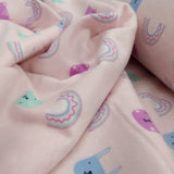 Cats & Rainbow on Dots Flannel - Pink