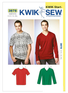 Kwik Sew K3878 - Men's V-Neck or Crew Neck T-Shirts