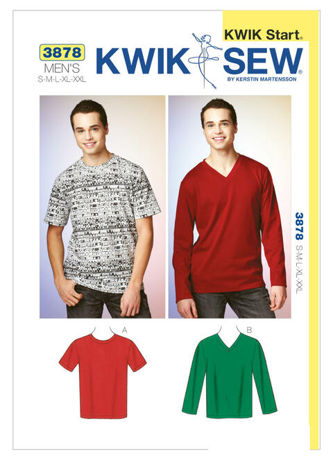Kwik Sew K3878 - Men's V-Neck or Crew Neck T-Shirts – Essem