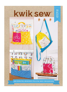 Kwik Sew K4319- Backpacks, Reading Pillow, Bed Organizer