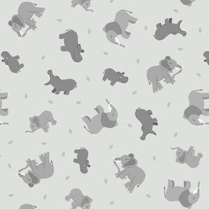 Small Things Wild Animals - Elephants & Hippos on Grey