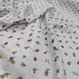 Petit Fleurs Embroidered Cotton: Grey/Blue