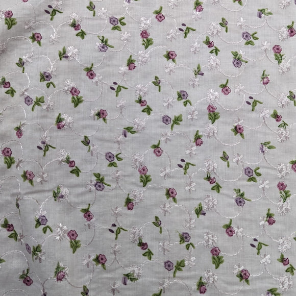 Petit Fleurs Embroidered Cotton: Lilac